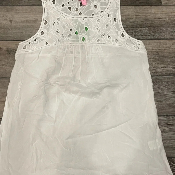 Nwt Lilly Pulitzer Flutter Eyelet Tank Top XS White Sleeveless Cutwork Lace - Picture 2 of 6